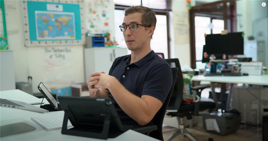 Man sitting in front of computer 